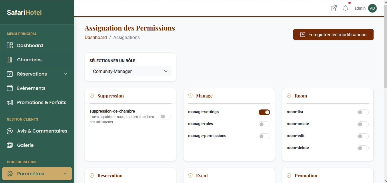 Application Hôtel:site vitrine, administration et réservation en ligne