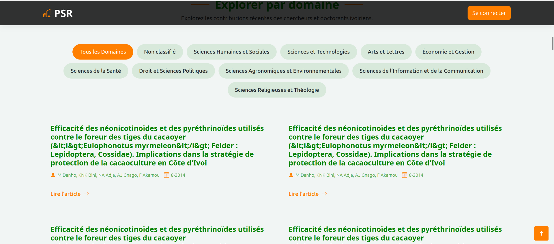 Plateforme de Suivie des Recherches (PSR)